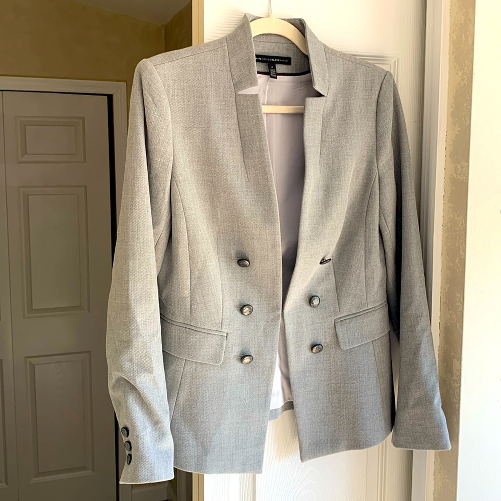 White House Black Market grey button blazer